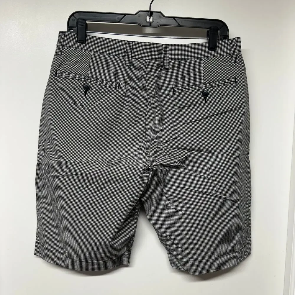 J.Crew Mens Black White Gingham Checkered Shorts Size 31 Inseam 10